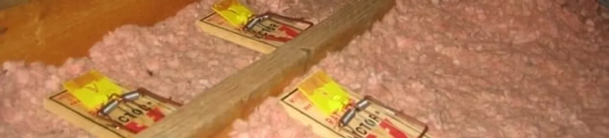 Mouse traps placed in an attic for rodent control in Irvine, CA